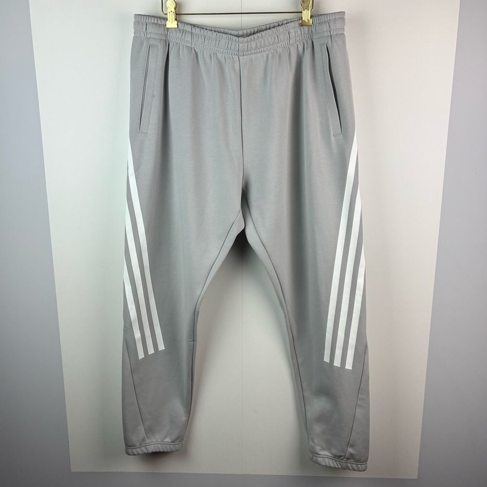 Adidas men’s light gray future icons 3-stripes pants joggers sweatpants Size XL